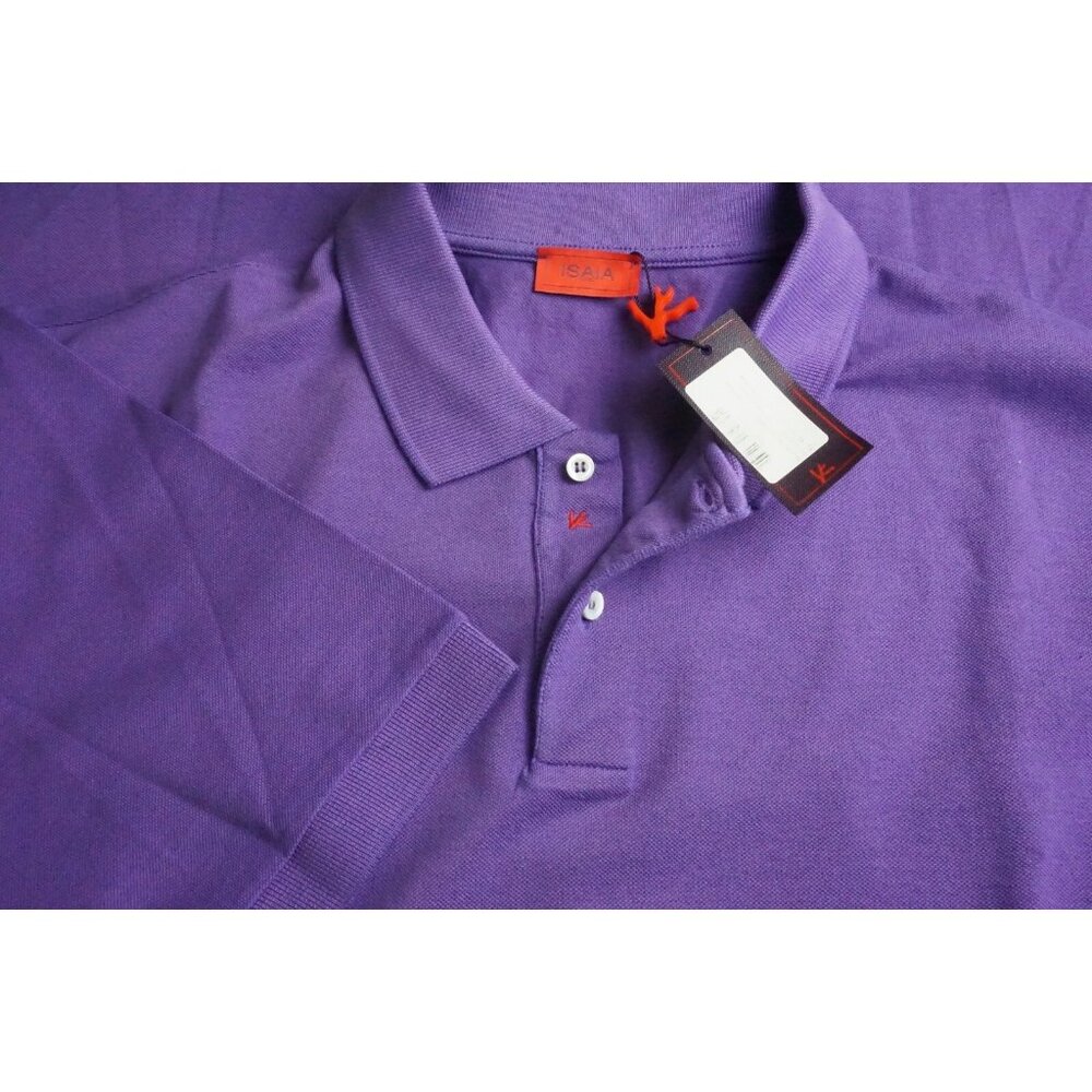 Isaia Napoli Polo Jersey Purple Short Sleeve Cotton Polo Shirt S BRAND NEW